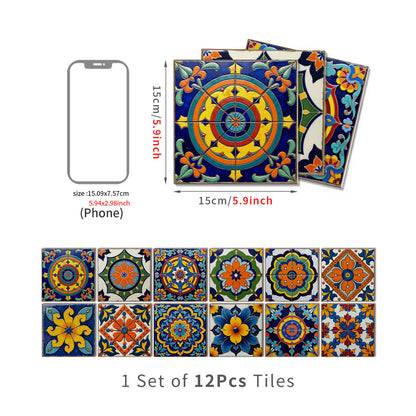 PET Foam Colorful Talavera Tile Wall Decals - 12PCS - 6" x 6" - image 9
