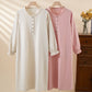 Simple Ruffled Cotton Linen Button Nightgown - image 0