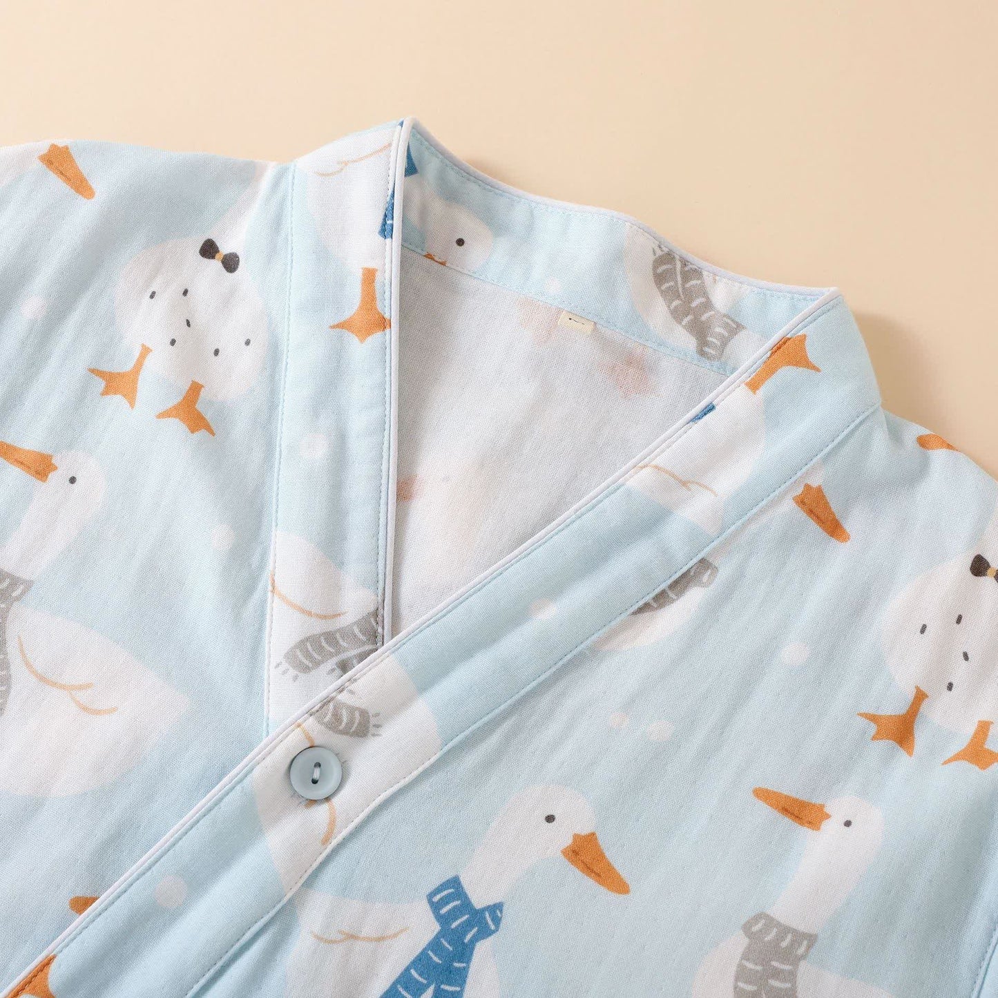 Cotton Gauze Cartoon Goose Kimono Pajamas - image 4