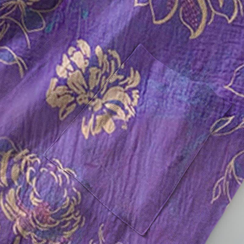 Two-Tone Peony Cotton Gauze Kimono Robe - image 4