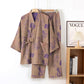 Peony Cotton Gauze Kimono Loungewear Set - Grey Pink - XL - image 4