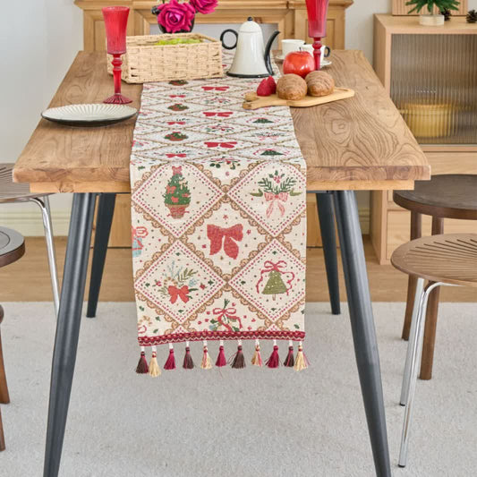 Christmas Bowknot Diamond Jacquard Table Runner - image 1