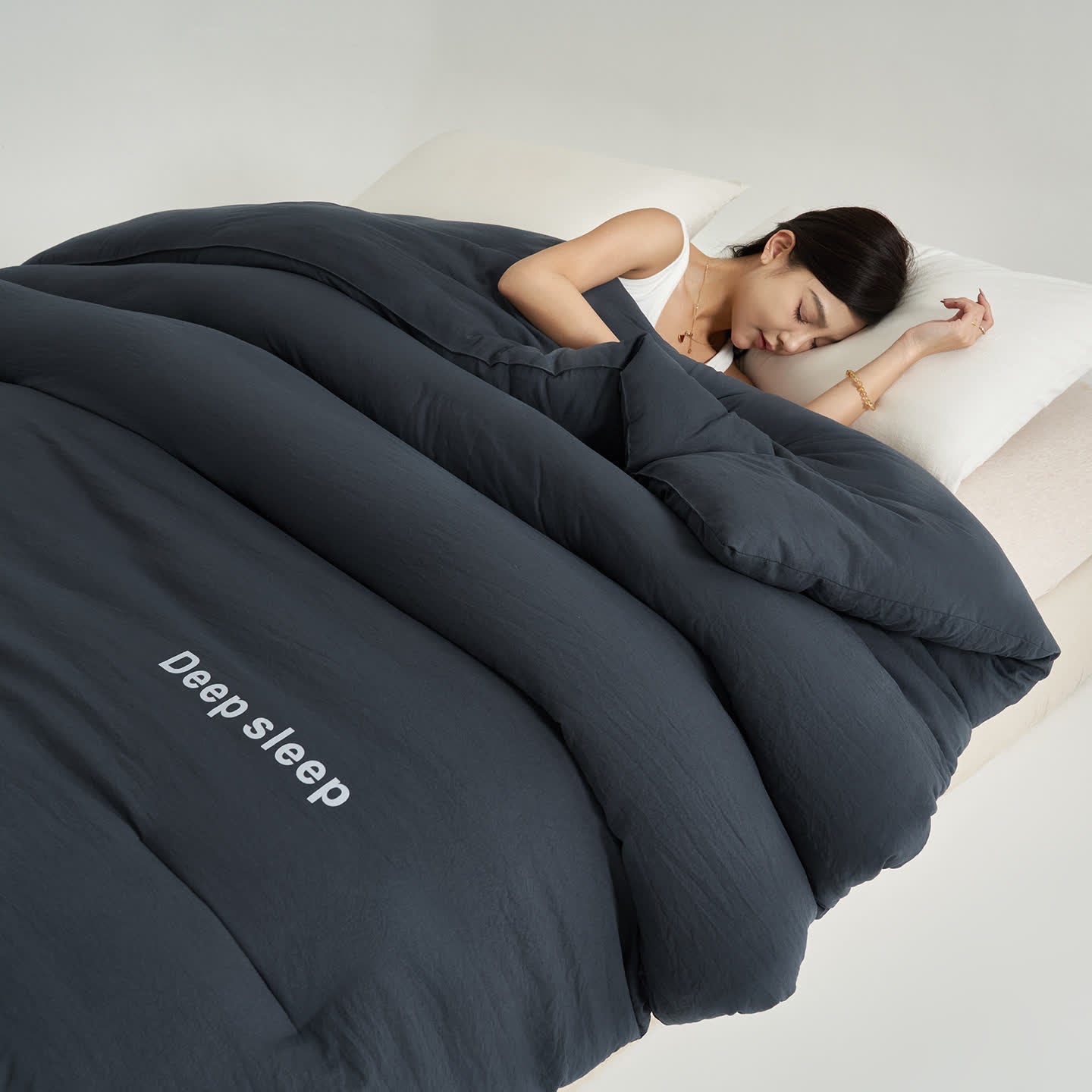 Deep Sleep Letter Printed Comforter - Dark Grey - King - image 2