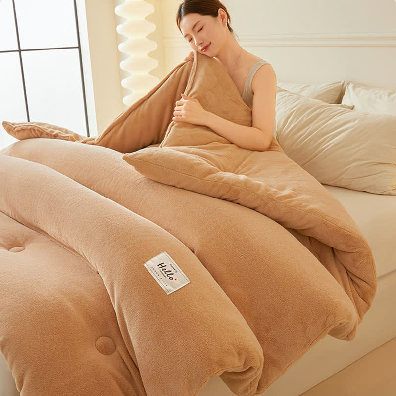 Simple Solid Color Warm Plush Blanket - image 3