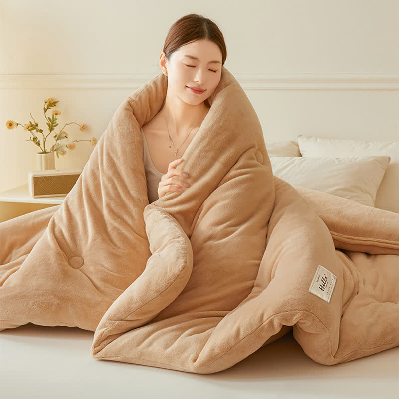 Simple Solid Color Warm Plush Blanket - image 5
