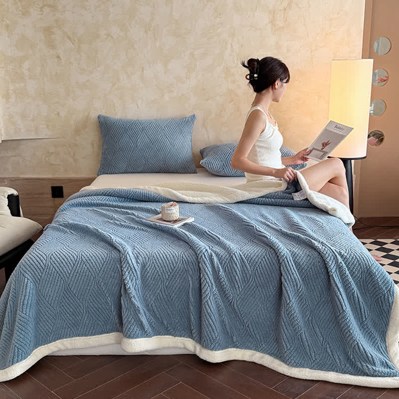 Reversible Warm Sherpa Throw Blanket - image 2