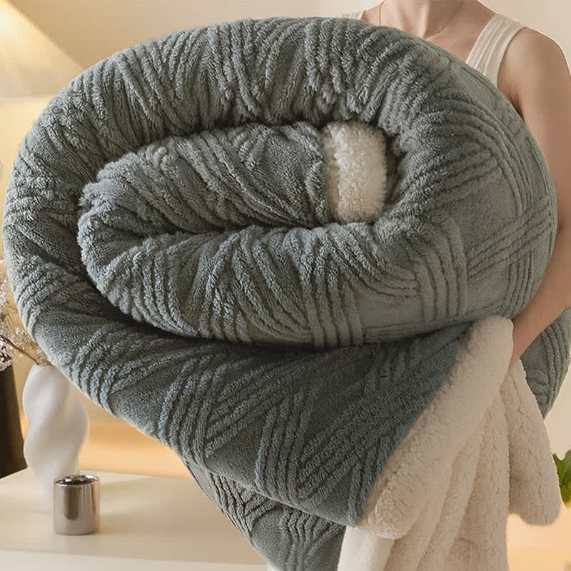 Striped Diamond Textured Warm Throw Blanket - Dark Grey - 2PCS Pillowcases - 19" x 29" - image 13