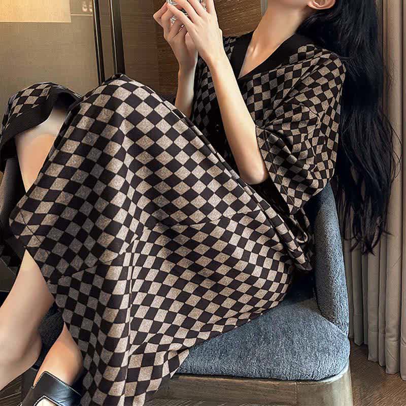 V-neck Plaid Modal Loose Buttoned Nightdress - image 1