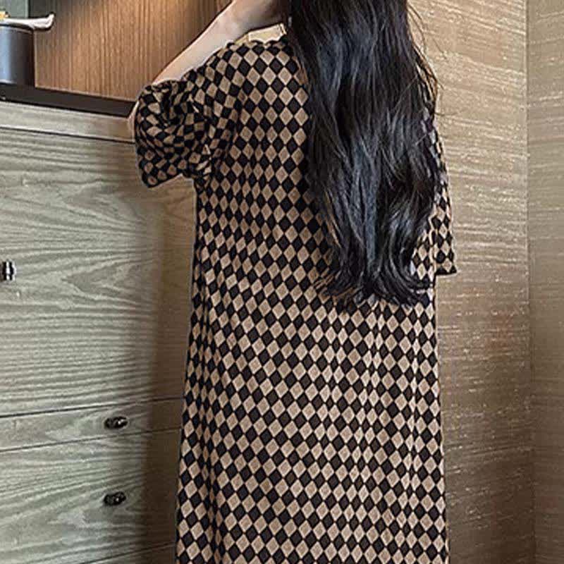 V-neck Plaid Modal Loose Buttoned Nightdress - image 5