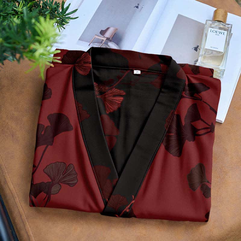 Ownkoti Large Ginkgo Leaf Cotton Kimono Robe - image 14