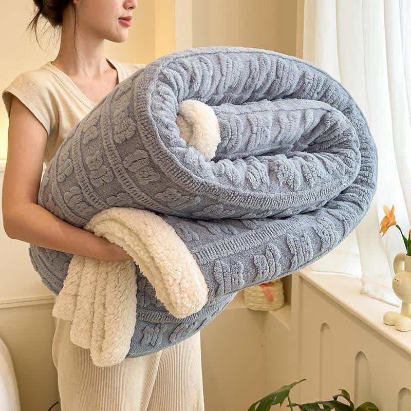 Bear Striped Textured Throw Blanket - Blue - Queen - image 10