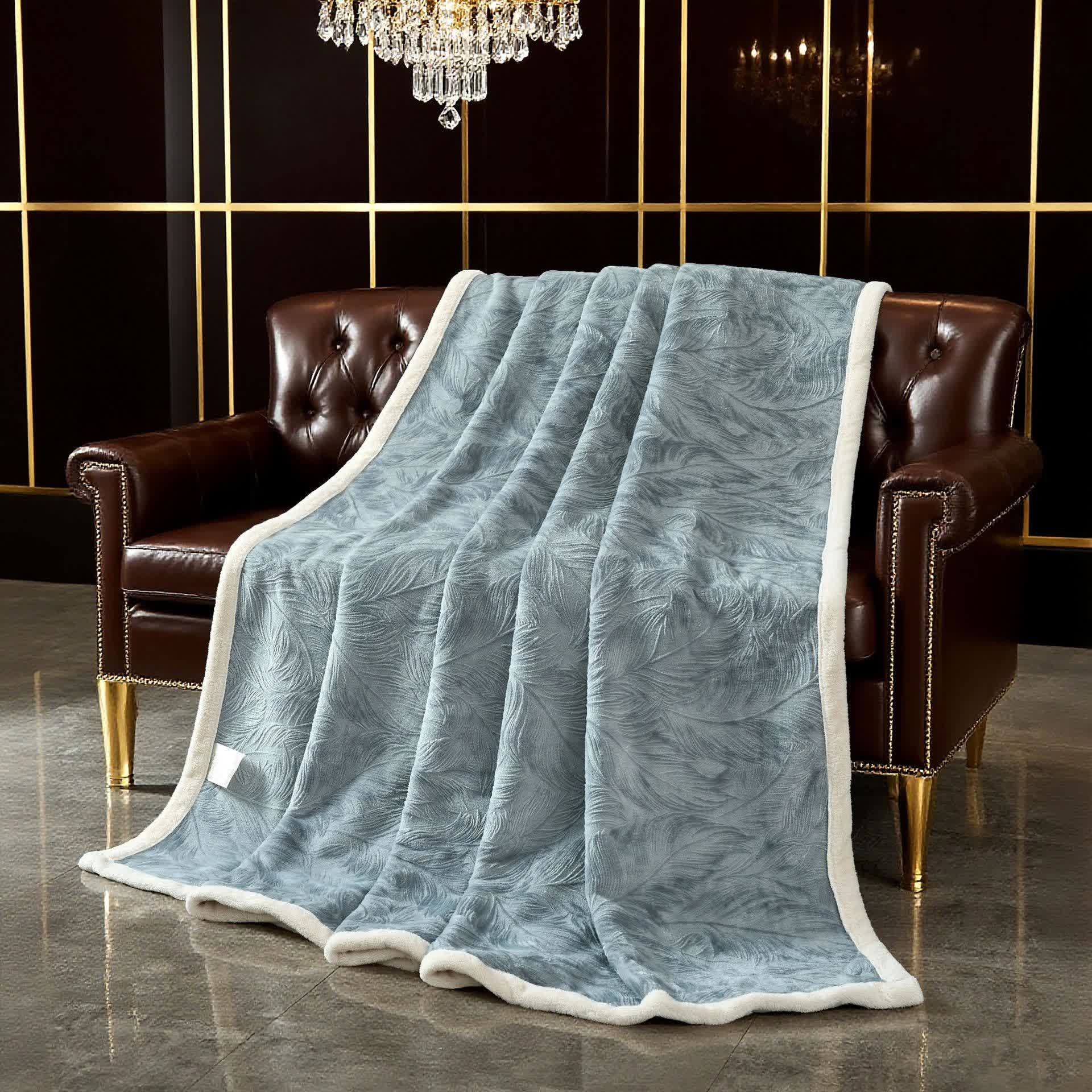 Leaf Textured Warm Throw Blanket - image 0