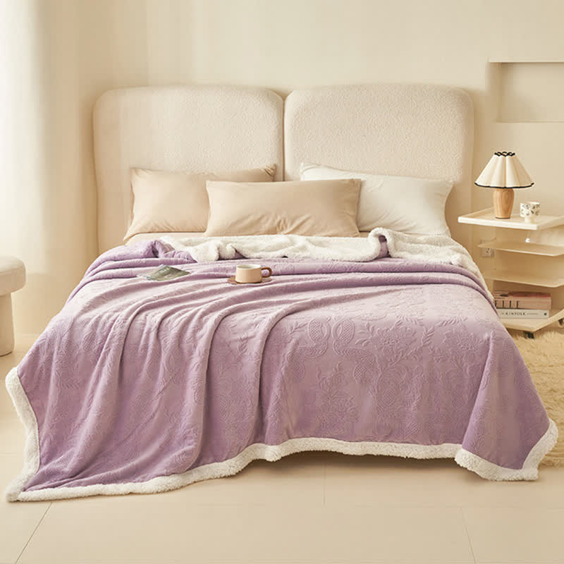 Floral Texture Jacquard Warm Throw Blanket - image 7