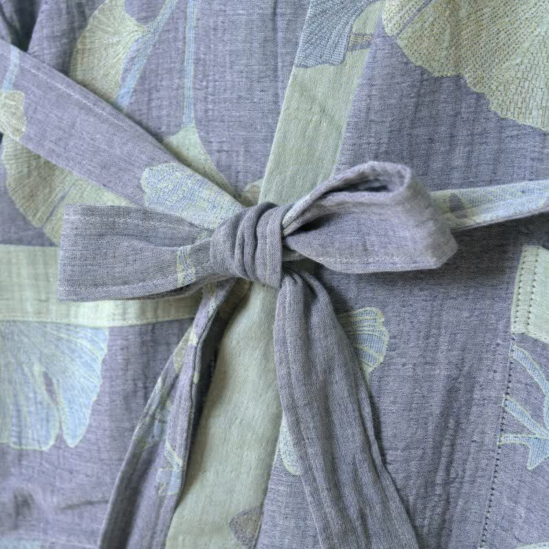 Ginkgo Leaf Organic Cotton Kimono Robe - image 4