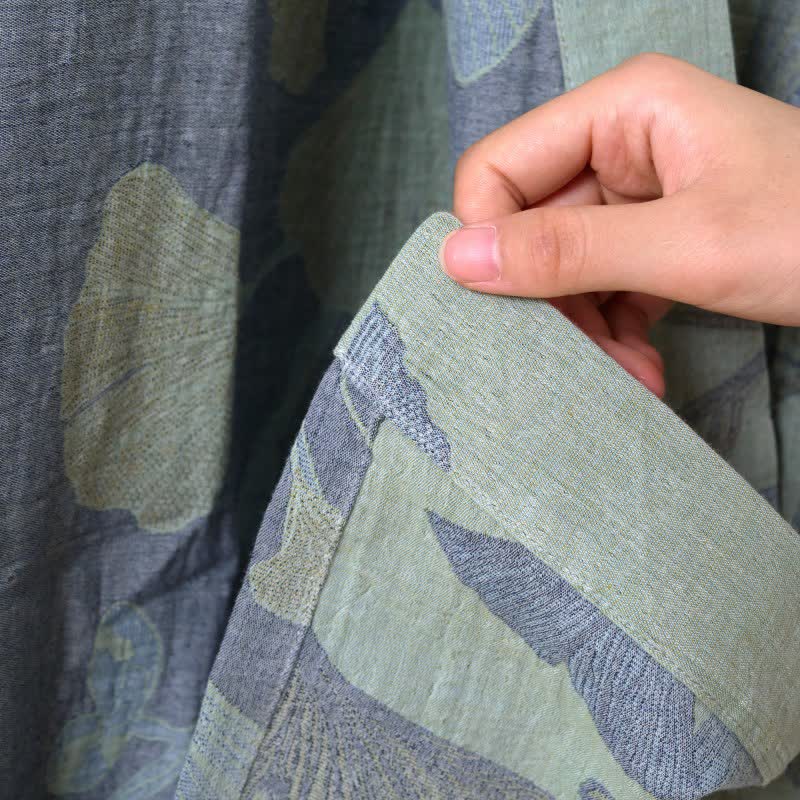Ginkgo Leaf Organic Cotton Kimono Robe - image 11