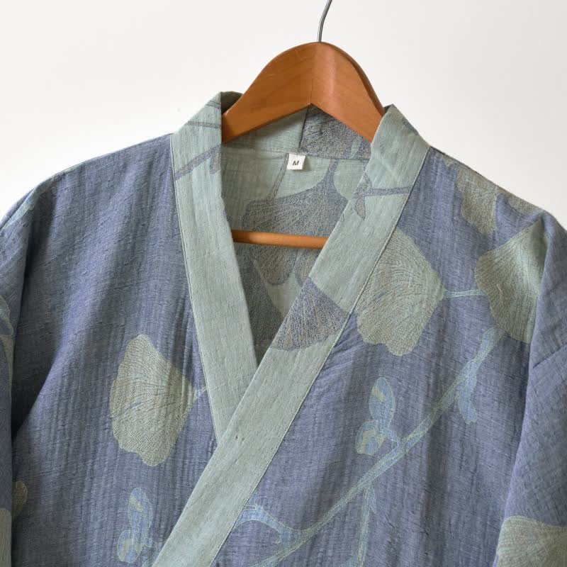 Ginkgo Leaf Organic Cotton Kimono Robe - image 4