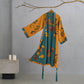 Large Ginkgo Leaf Cotton Kimono Robe - Yellow & Green - XL - image 8