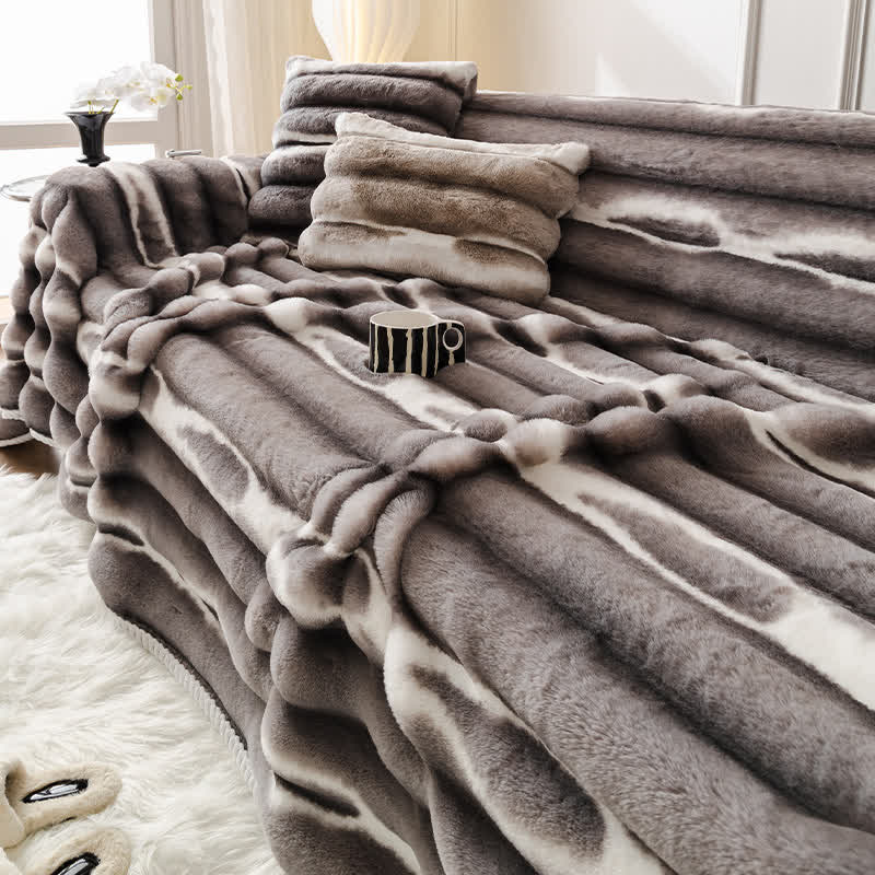 Velvet Faux Fur Sofa Throw Blanket - image 2