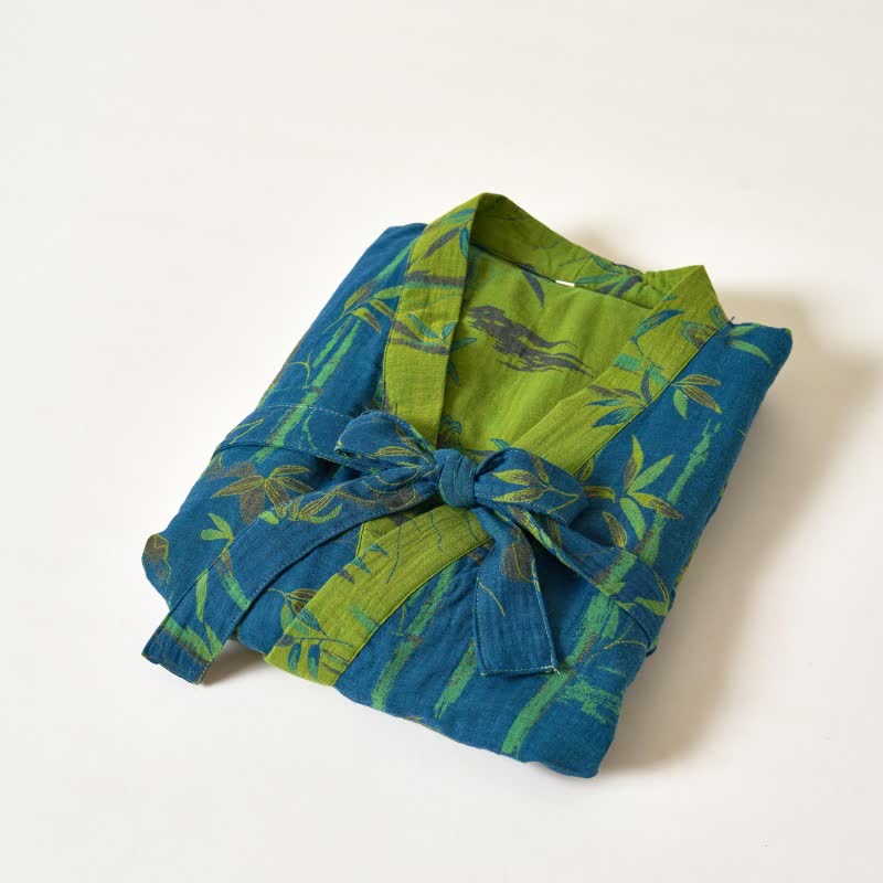 Two-Tone Bamboo Cotton Gauze Kimono Robe - image 17