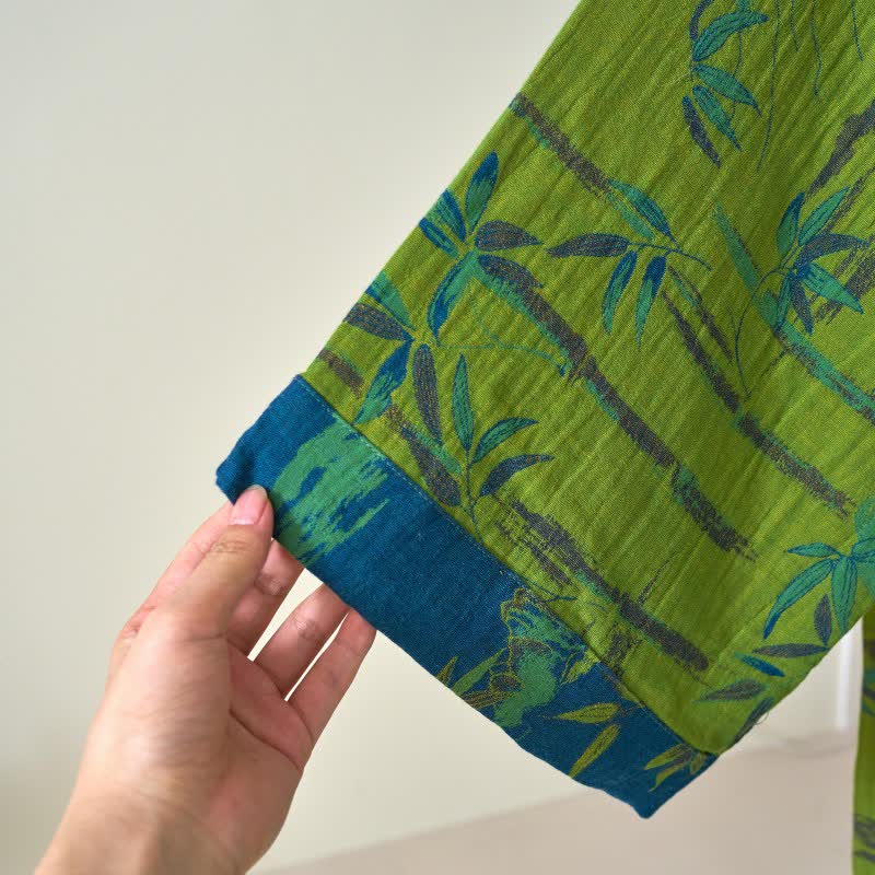 Two-Tone Bamboo Cotton Gauze Kimono Robe - image 7