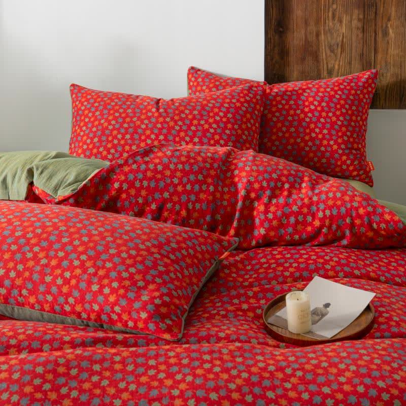 Maple Leaf Cotton Gauze Bedding Set(4PCS) - image 4