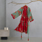 Ginkgo Leaf Organic Cotton Kimono Robe - Green & Red - 2XL - image 17