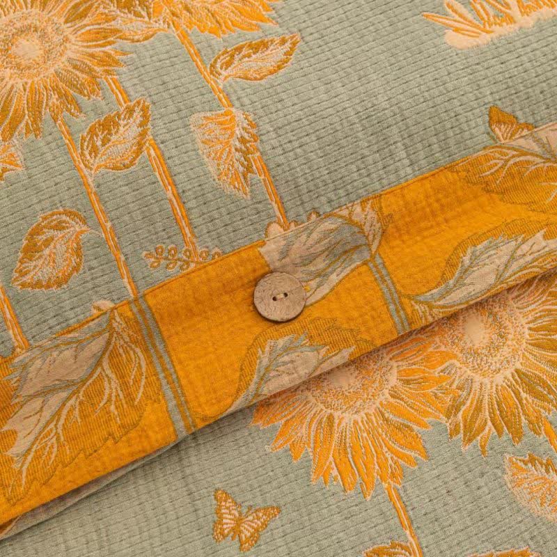 Sunflower Cotton Gauze Reversible Bedding Set(4PCS) - image 5
