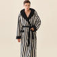 Unisex Striped Hooded Fleece Warm Robe - image 5