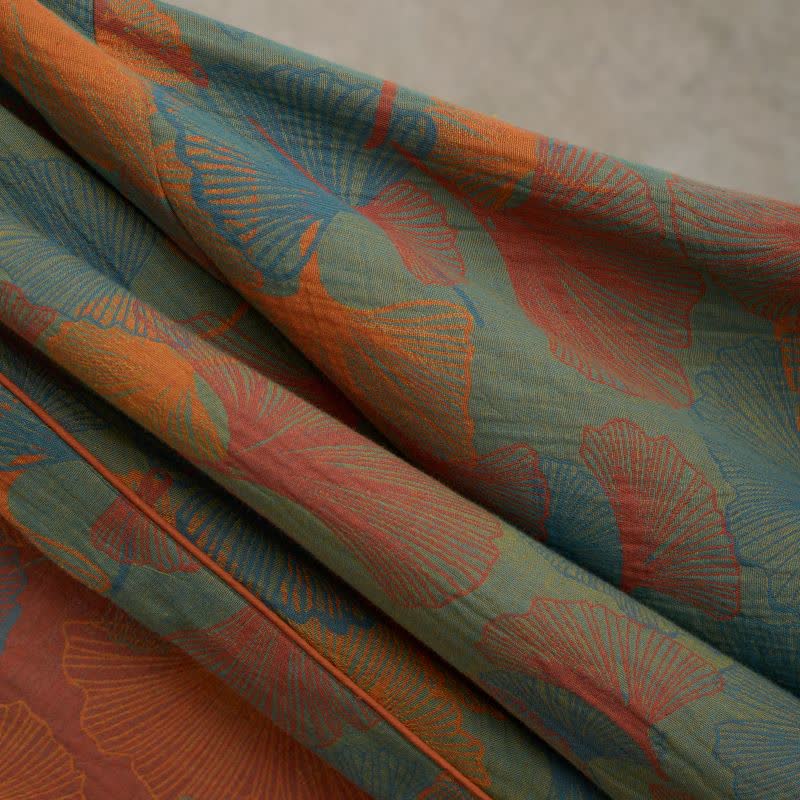 Ginkgo Leaf Print Cotton Kimono Robe - image 5