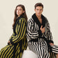 Unisex Striped Fleece Warm Long Robe - image 3