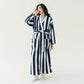 Contrast Stripe Plush Warm Robe - Blue & White - XL - image 6