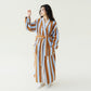 Contrast Stripe Plush Warm Robe - Light Coffee - XL - image 5