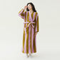 Contrast Stripe Plush Warm Robe - Dark Pink - XL - image 0