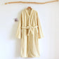 Simple Striped Warm Flannel Bathrobe - Beige & Yellow - L - image 13