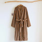 Simple Striped Warm Flannel Bathrobe - Brown & Blue - L - image 14
