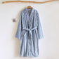 Simple Striped Warm Flannel Bathrobe - Navy Blue - L - image 3