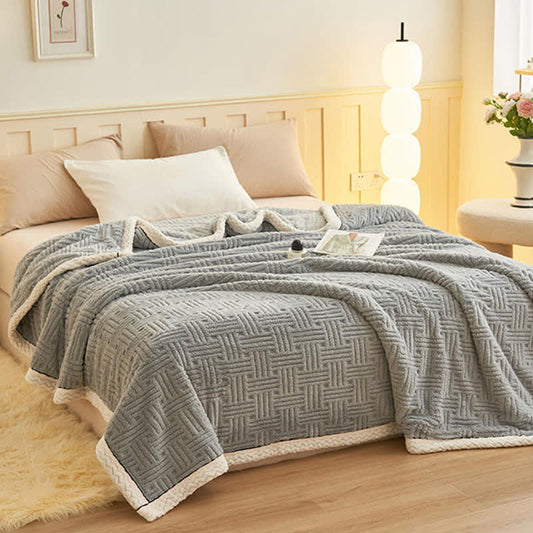 Plaid Jacquard Plush Throw Blanket - image 1