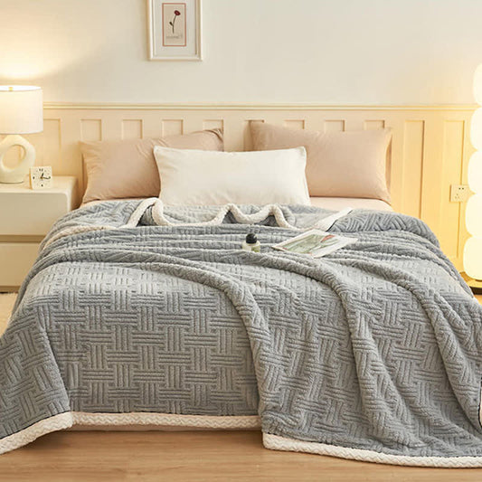 Plaid Jacquard Plush Throw Blanket - image 0