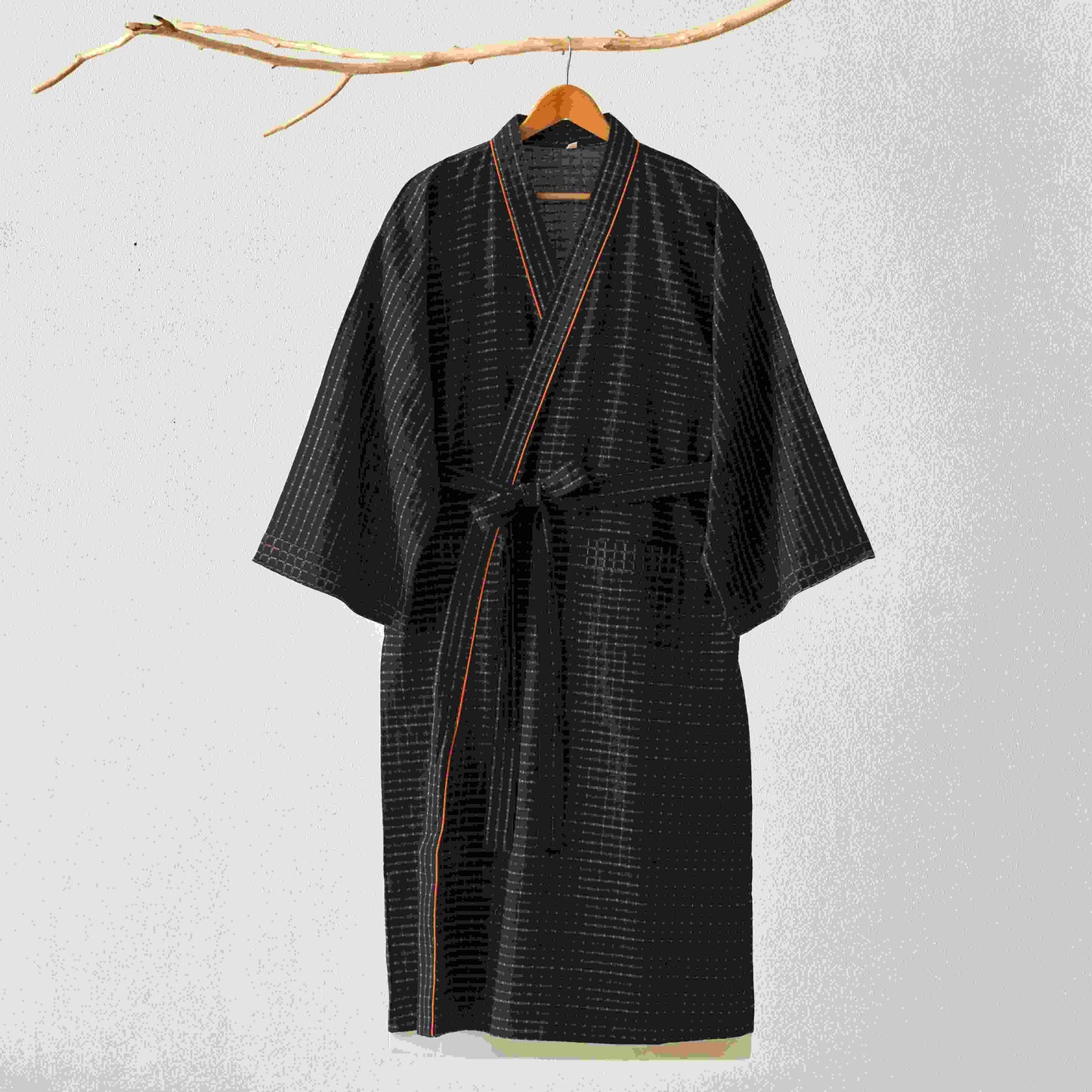 Plaid Organic Cotton Kimono Yukata Robe - image 1