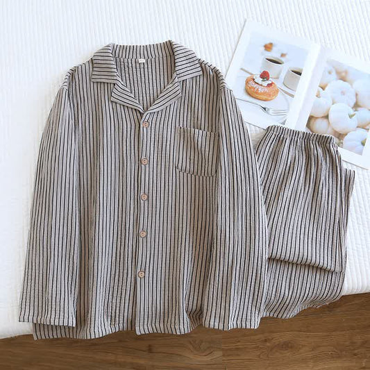 Pure Cotton Simple Striped Loungewear Set - image 1
