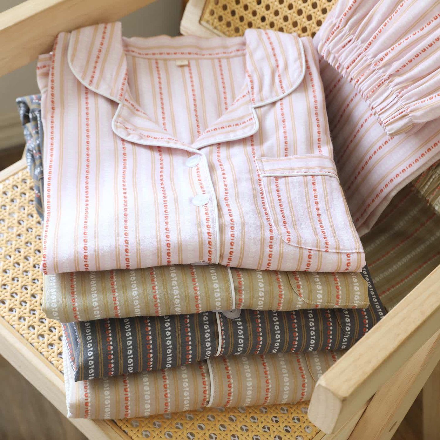 Matching Cotton Gauze Striped Loungewear Set - image 3