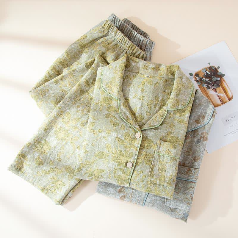 Pastoral Leaf Cotton Gauze Loungewear Set - image 1
