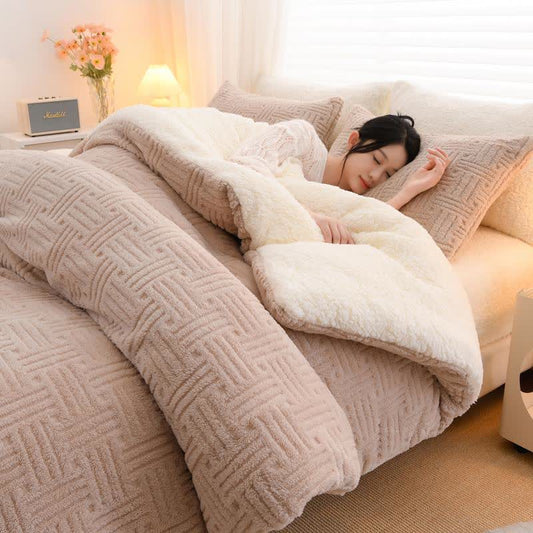 Geometric Striped Textured Sherpa Blanket - image 0