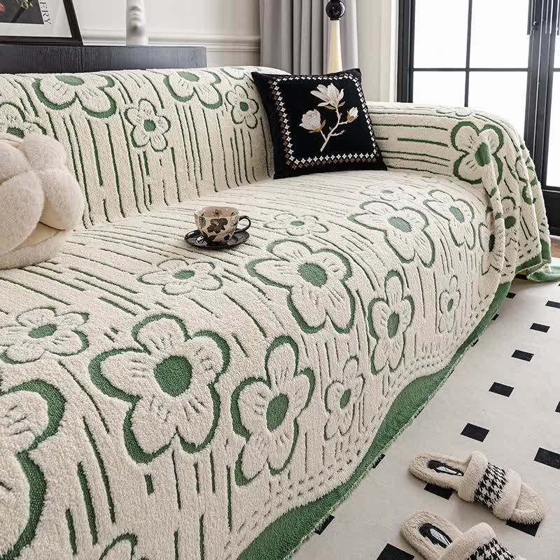 Floral Plush Sofa Throw Blanket - Green - 71" x 134" - image 8