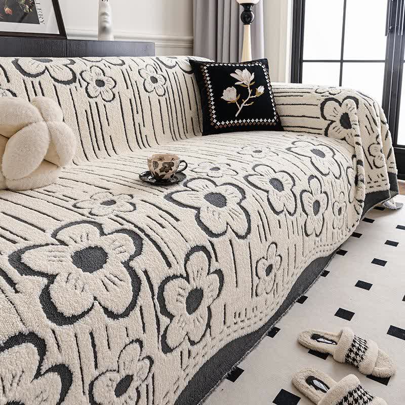 Floral Plush Sofa Throw Blanket - Grey - 71" x 134" - image 4