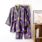 Ginkgo Cotton Gauze Kimono Loungewear Set - Purple - XL - image 38