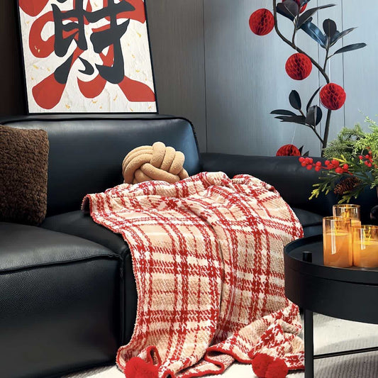 Christmas Red Plaid Decorative Throw Blanket - image 1
