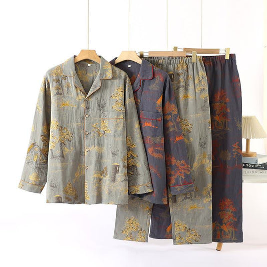 Retro Tree Jacquard Cotton Loungewear Set - image 0