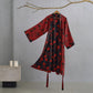 Ginkgo Biloba Cotton Gauze Kimono Robe - Red & Black - 2XL - image 32