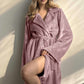 Pink Lapel Collar Plush Fleece Bathrobe - image 7